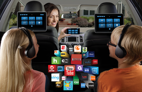 ADVSB10UHD2 - Dual 10.1" Seat-Back Entertainment System Dual Android, Single DVD, HDMI, SD, USB, and Touch Screen Interface