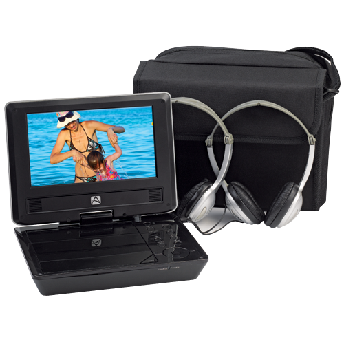 D7104PK - 7-inch portable DVD player with car headrest mounting and cabling kit - 4 hour playback time